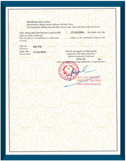 Giấy chứng nhận phù hợp Cảng biển - KT lần 5 - T2